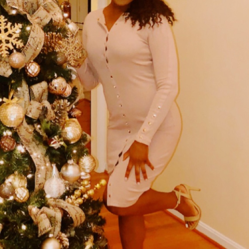 Pink Button Down Bodycon Dress